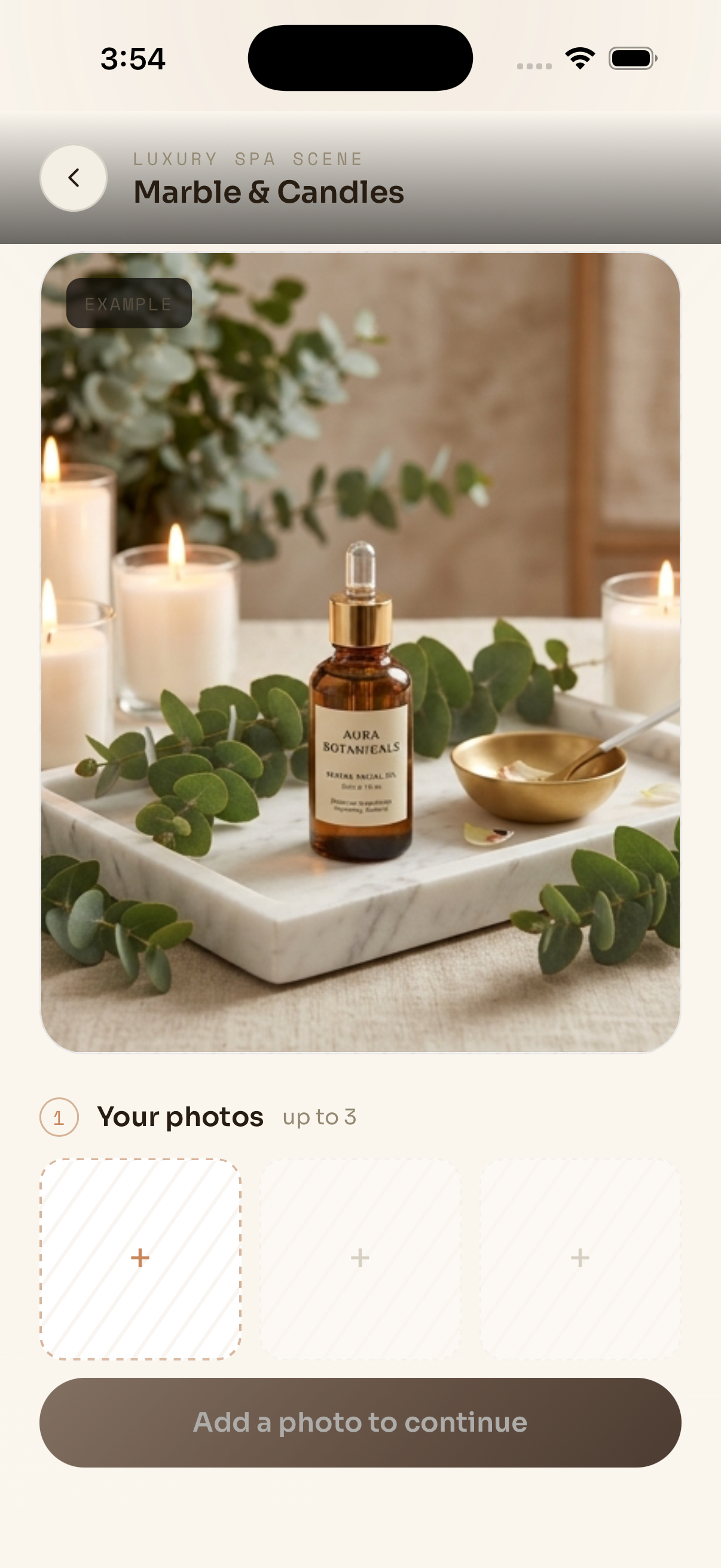 Choosing the Marble & Candles luxury spa template in PostLux